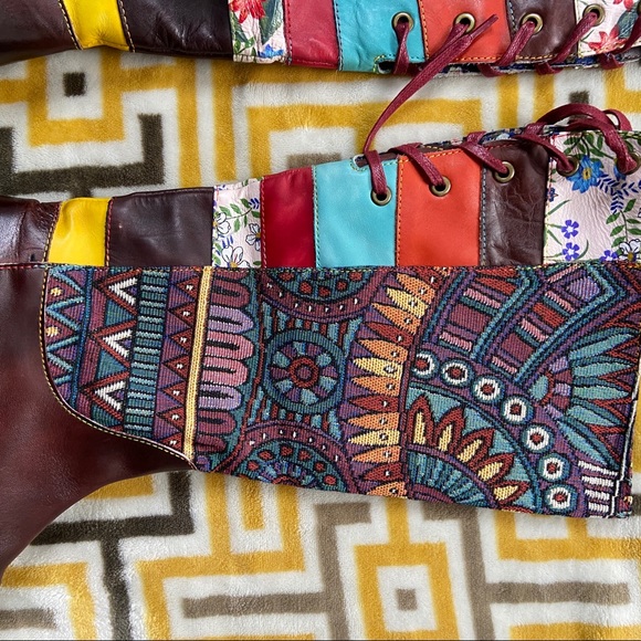 🌹Socofy Boho Tribal Brown Knee Boots Womens 7 - Picture 4 of 16